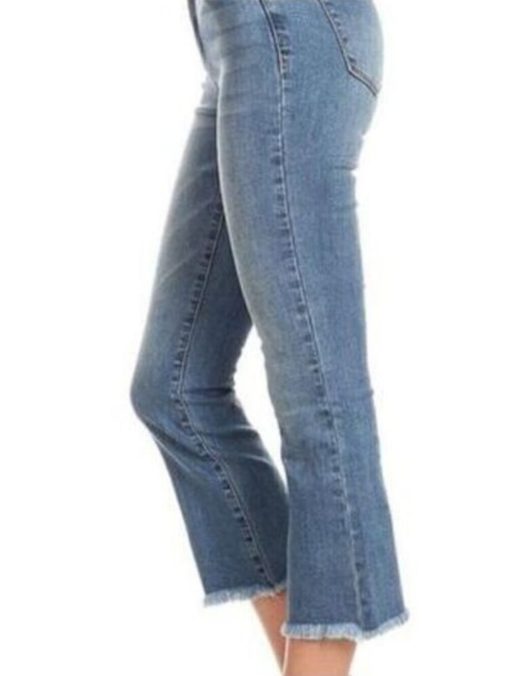 Cropped Flare wide leg raw hem Denim Jeans Hammer Size 7 NWT